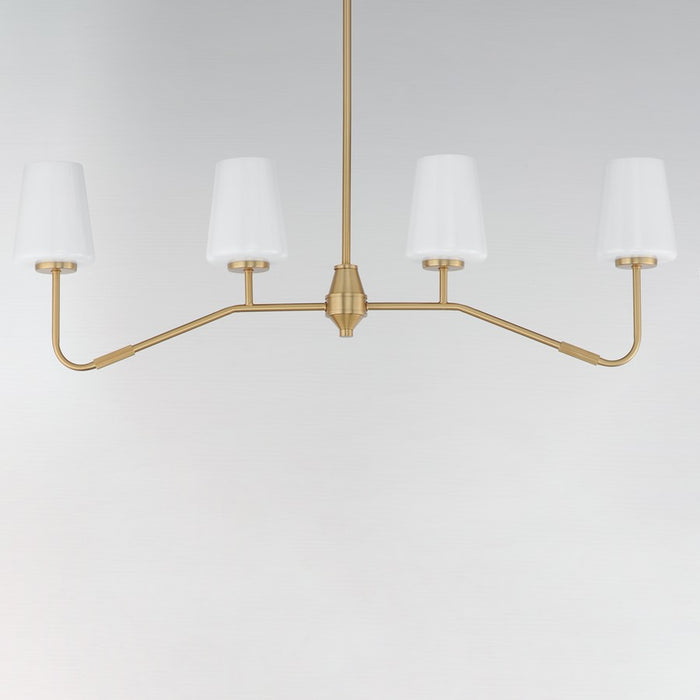 Maxim Lighting Durham 4 Light Linear Pendant, Aged Brass/White