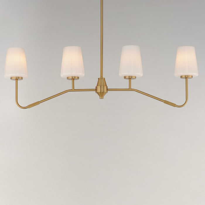 Maxim Lighting Durham 4 Light Linear Pendant, Aged Brass/White