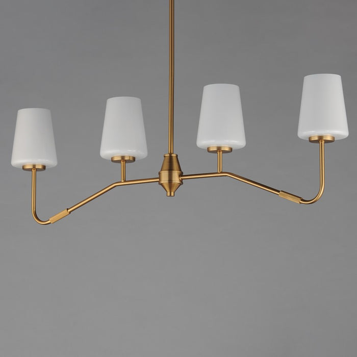 Maxim Lighting Durham 4 Light Linear Pendant, Aged Brass/White