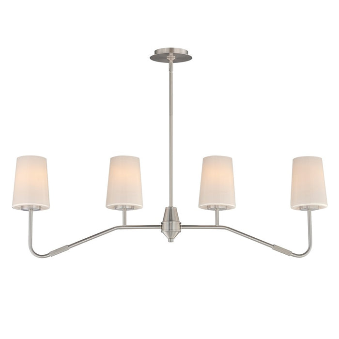 Maxim Lighting Durham 4Lt 12.25" Linear Pendant, Satin Nickel/White - 12697WTSN