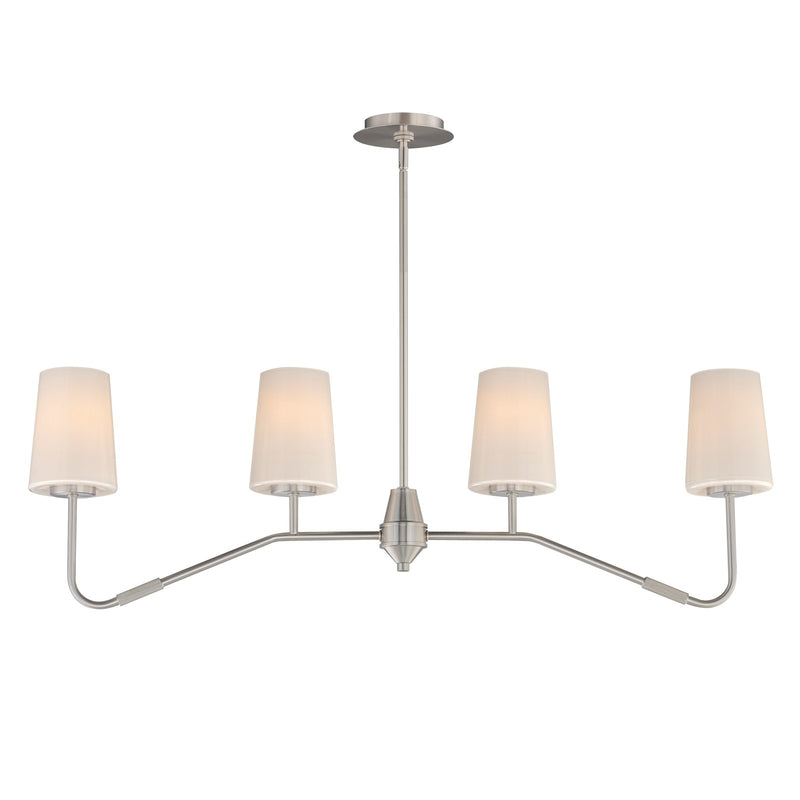 Maxim Lighting Durham 4Lt 12.25" Linear Pendant, Satin Nickel/White