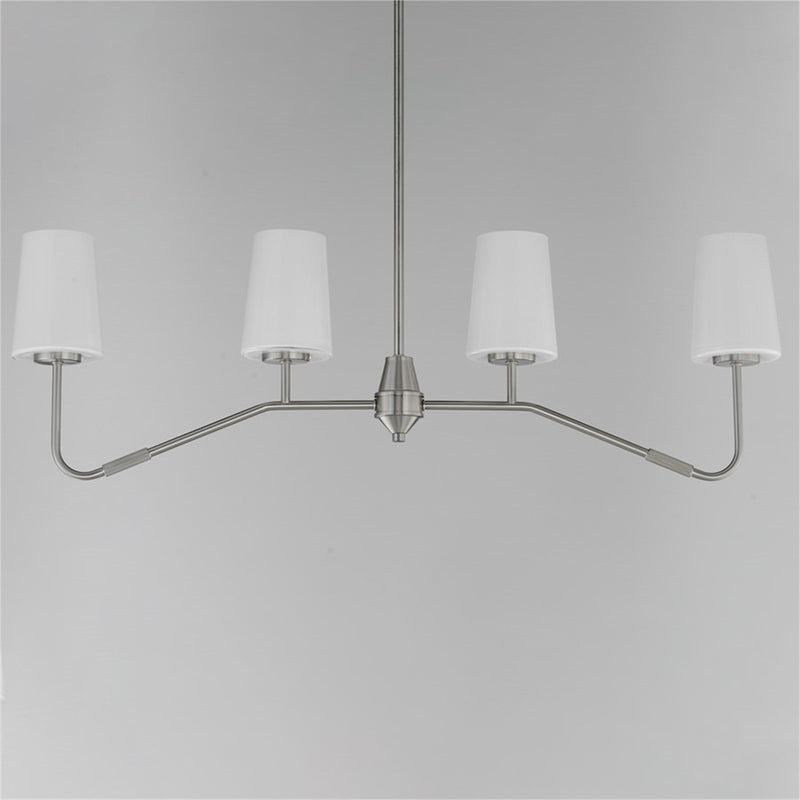 Maxim Lighting Durham 4Lt 12.25" Linear Pendant, Satin Nickel/White