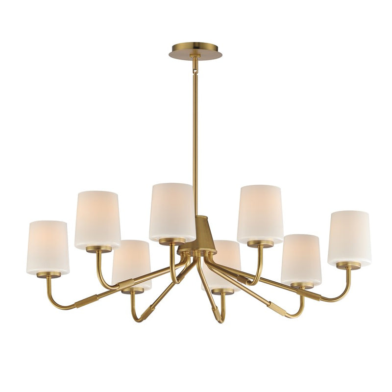 Maxim Lighting Durham 8 Light Chandelier, Natural Aged Brass/White
