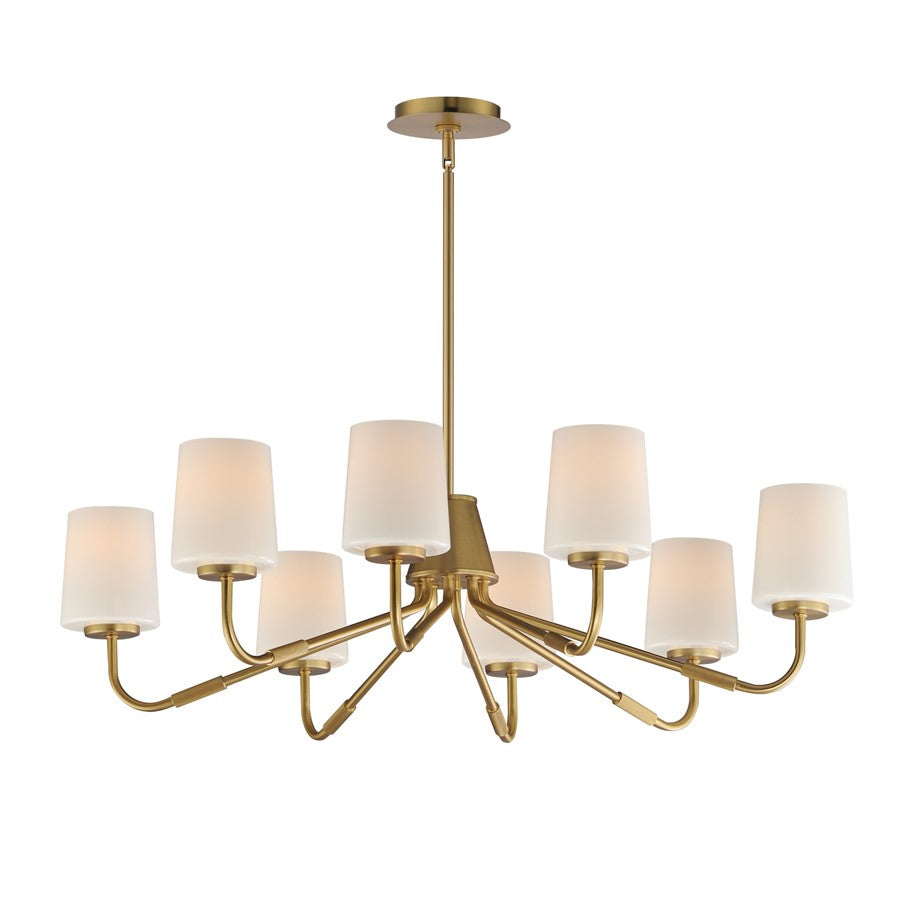 Maxim Lighting Durham 8 Light Chandelier, Natural Aged Brass/White - 12698WTNAB