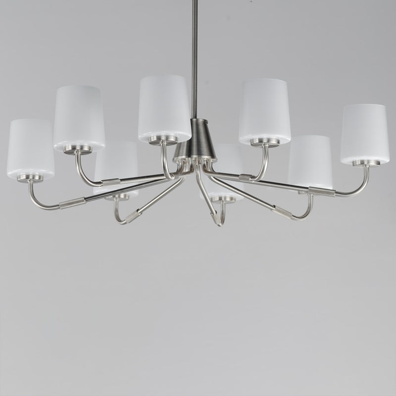 Maxim Lighting Durham 8 Light 8.75" Chandelier, Satin Nickel/White