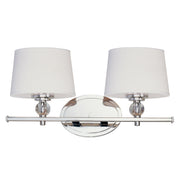 Maxim Lighting Rondo 2-Light Bath Vanity Light | Transitional Polished Nickel and White Fabric | Bathroom Vanity & Powder Room | Model 12762WTPN