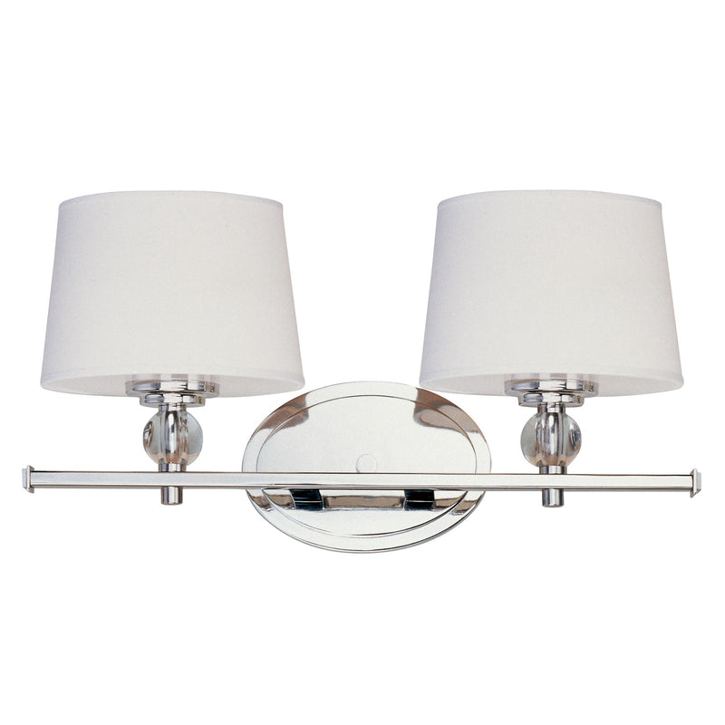 Maxim Lighting Rondo 2-Light Bath Vanity Light | Transitional Polished Nickel and White Fabric | Bathroom Vanity & Powder Room | Model 12762WTPN