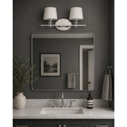 Maxim Lighting Rondo 2-Light Bath Vanity Light | Transitional Polished Nickel and White Fabric | Bathroom Vanity & Powder Room | Model 12762WTPN