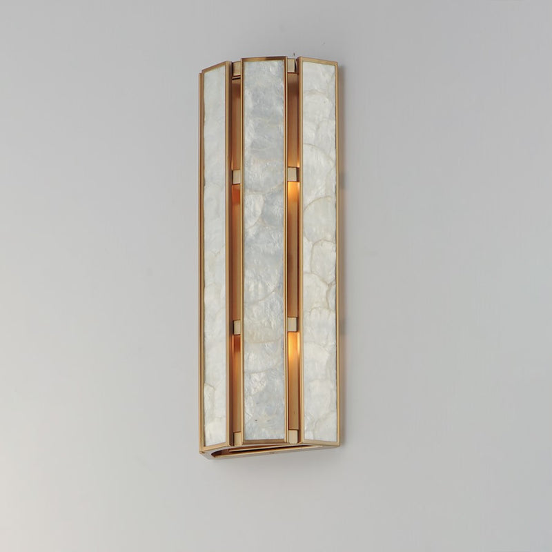 Maxim Lighting Miramar 2Lt Wall Sconce, Capiz/Brass