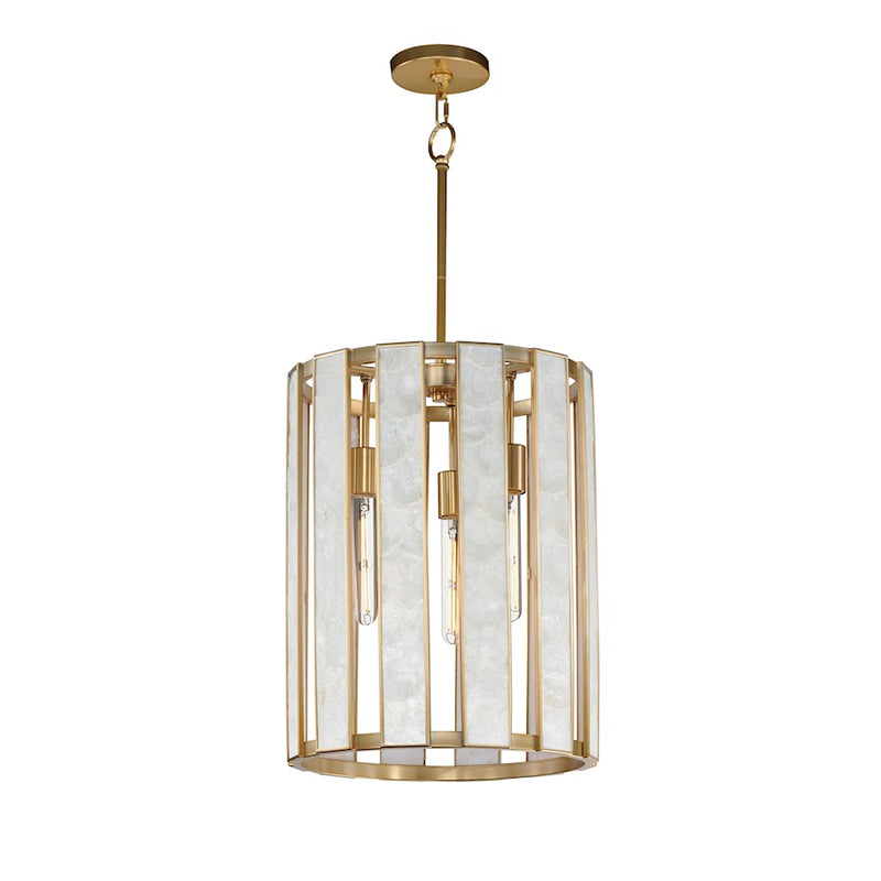 Maxim Lighting Miramar 3Lt Entry Foyer Pendant, Capiz/Brass