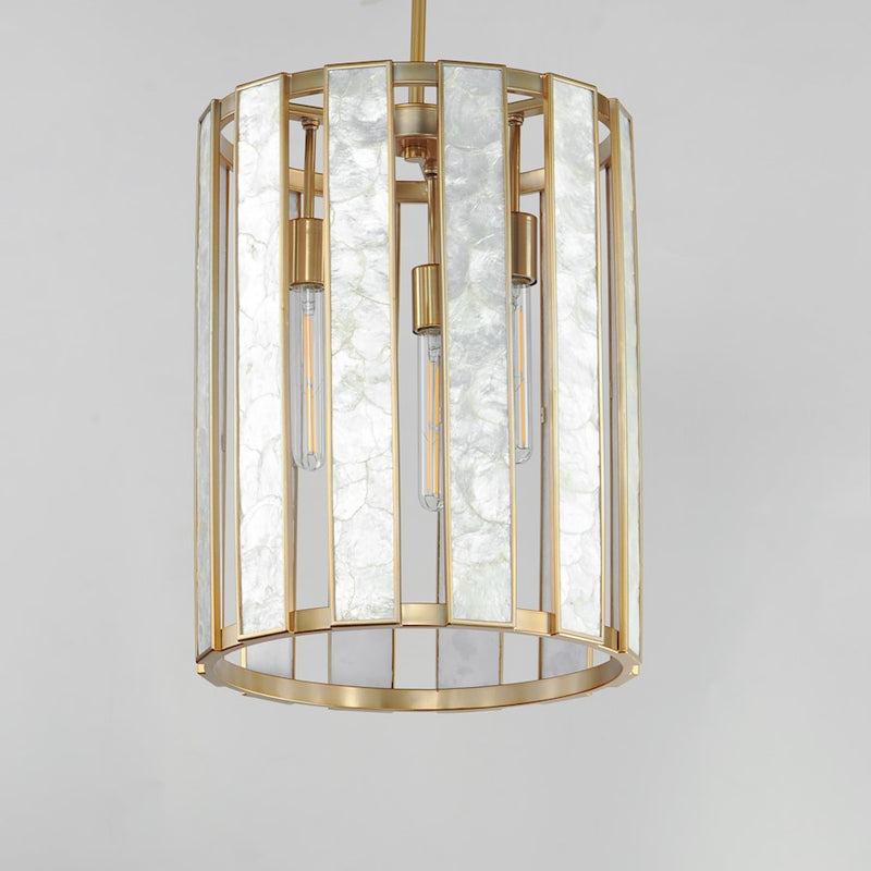 Maxim Lighting Miramar 3Lt Entry Foyer Pendant, Capiz/Brass
