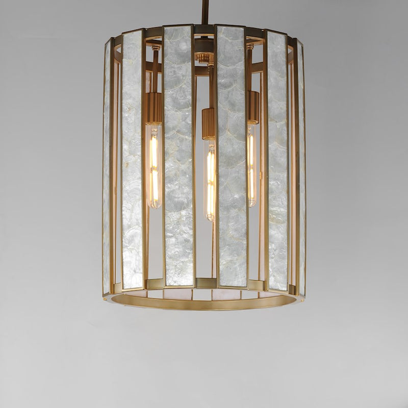 Maxim Lighting Miramar 3Lt Entry Foyer Pendant, Capiz/Brass
