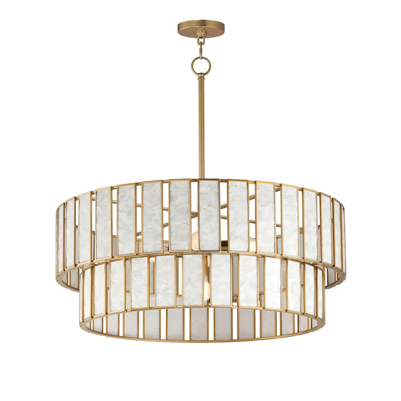 Maxim Lighting Miramar 6 Light Chandlelier, Capiz/Aged Brass
