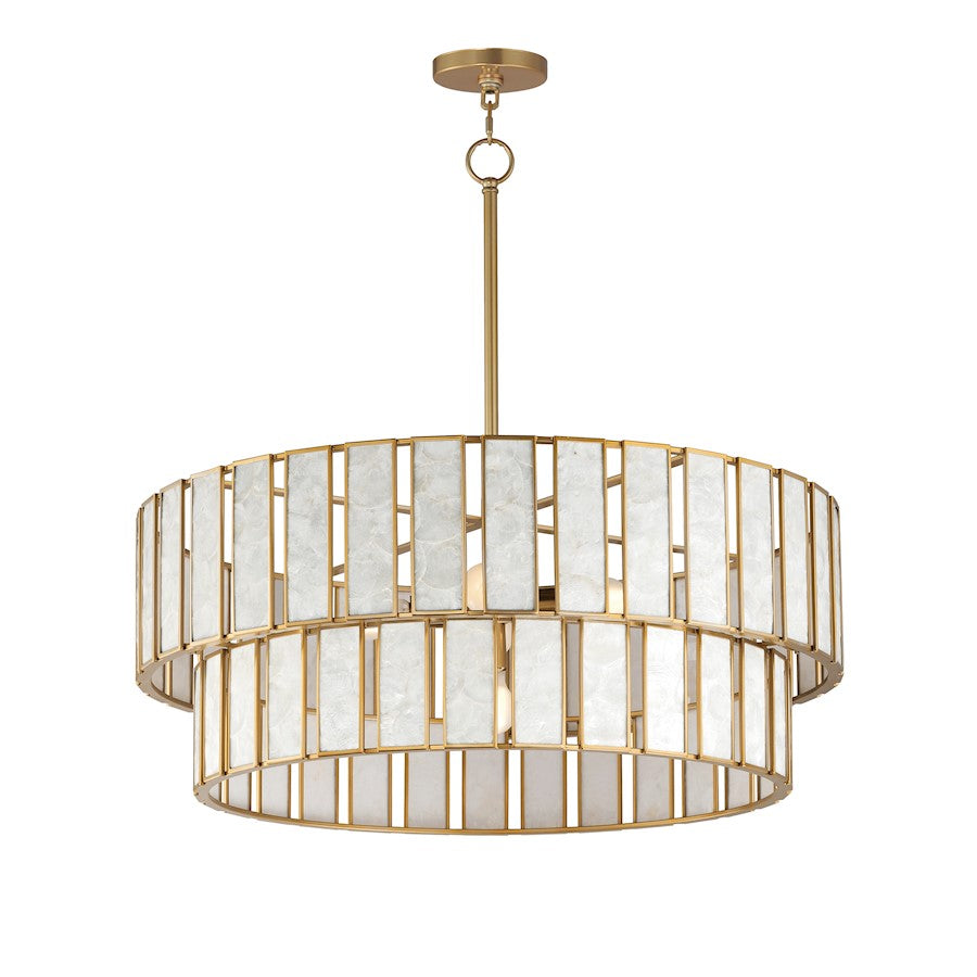 Maxim Lighting Miramar 6 Light Chandlelier, Capiz/Aged Brass - 12806CZNAB