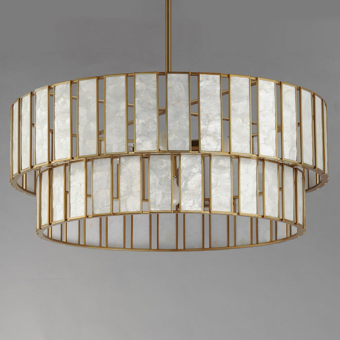 Maxim Lighting Miramar 6 Light Chandlelier, Capiz/Aged Brass