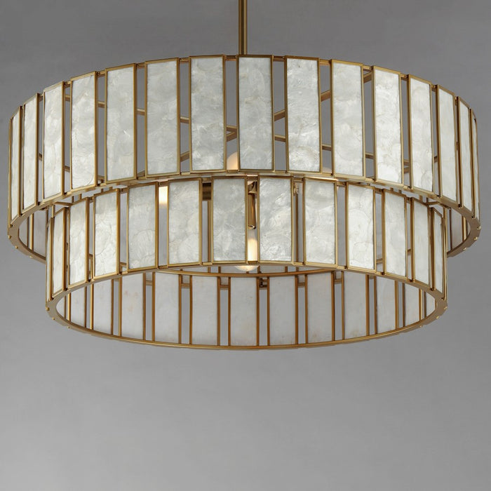 Maxim Lighting Miramar 6 Light Chandlelier, Capiz/Aged Brass