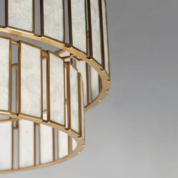 Maxim Lighting Miramar 6 Light Chandlelier, Capiz/Aged Brass