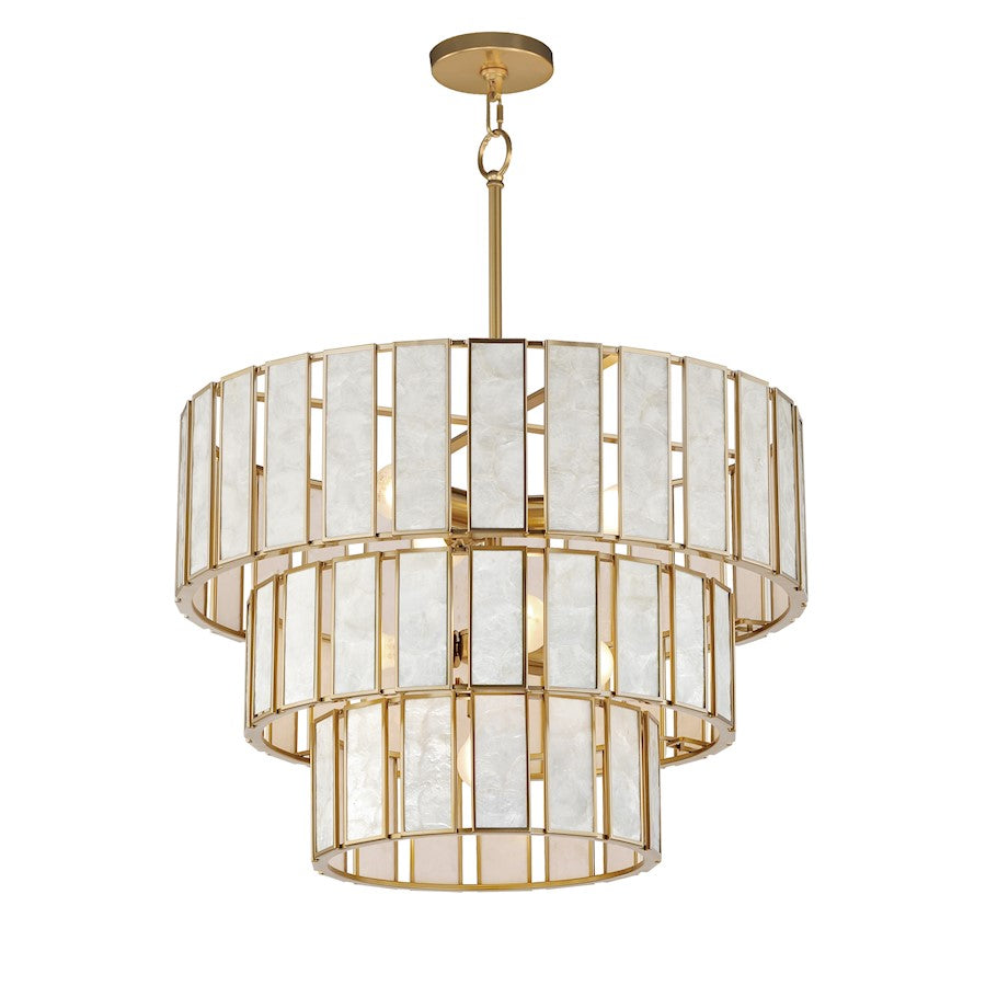 Maxim Lighting Miramar 7 Light Chandelier, Capiz/Natural Aged Brass - 12808CZNAB