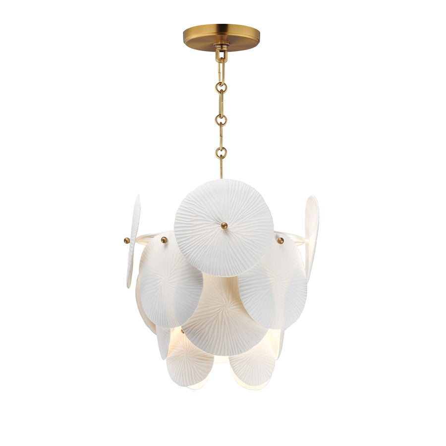Maxim Lighting Isla 1Lt 13.25" Single Pendant, Aged Brass/White - 12821WTNAB