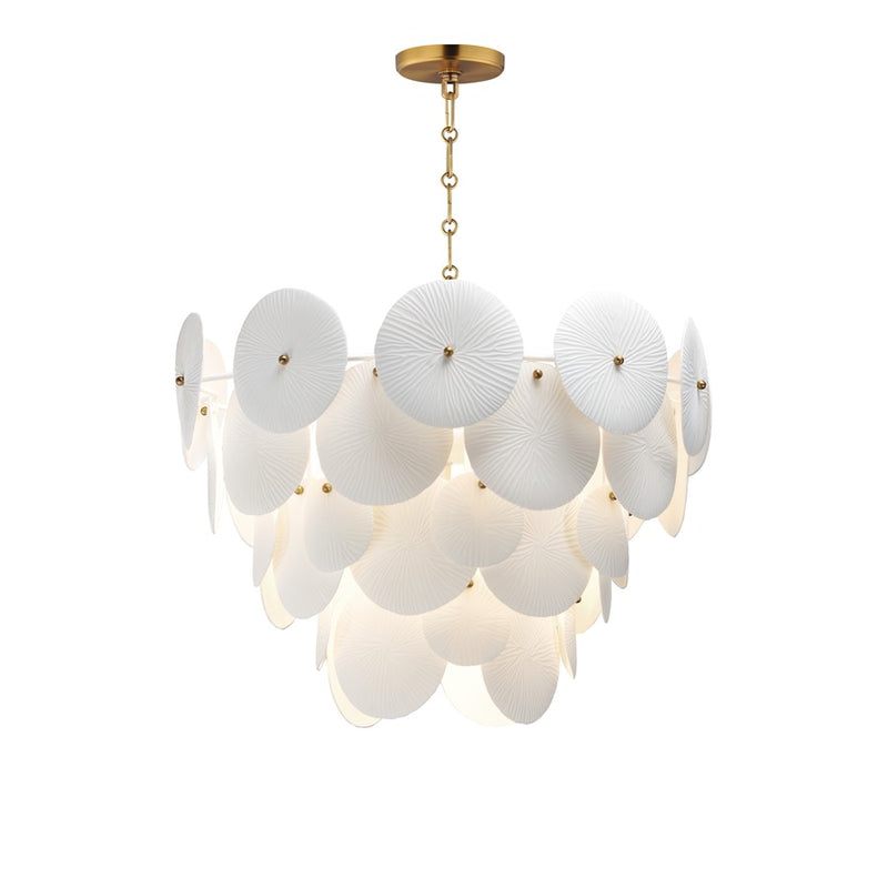 Maxim Lighting Isla 5 Light Chandelier, Natural Aged Brass/White