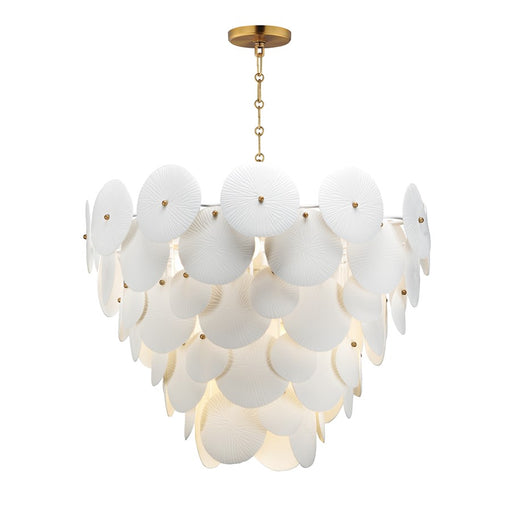 Maxim Lighting Isla 8 Light Chandelier, Natural Aged Brass/White - 12827WTNAB