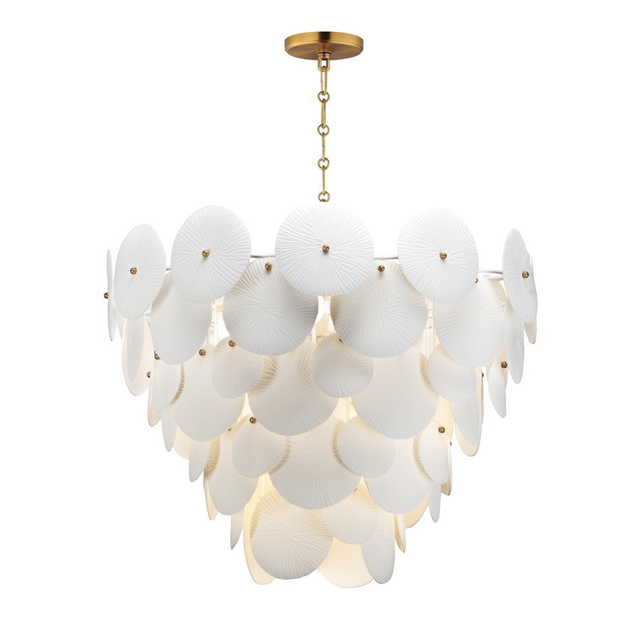 Maxim Lighting Isla 8 Light Chandelier, Natural Aged Brass/White - 12827WTNAB