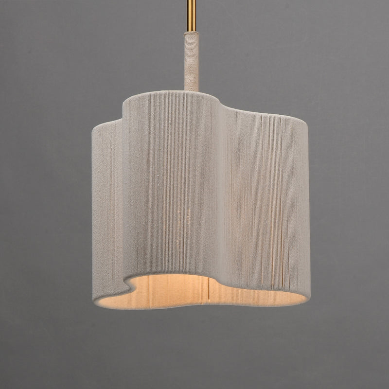 Maxim Corsica 12.5in 1-Light Pendant | Coastal Natural Aged Brass and Bleached Rope | Kitchen Island & Dining Room | Model 12831OFNAB