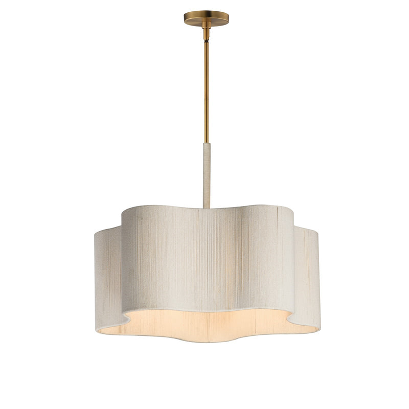 Maxim Lighting Corsica 24.5in 5-Light Pendant | Coastal Natural Aged Brass and Bleached Rope | Kitchen Island & Dining Room | Model 12835OFNAB