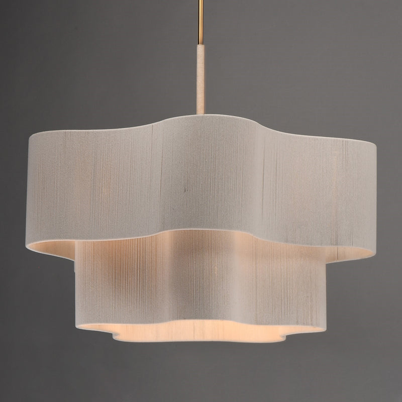 Maxim Corsica 34in 6-Light Pendant | Coastal Natural Aged Brass and Bleached Rope | Dining Room & Foyer | 34 x 34 x 28.25 in | Model 12836OFNAB