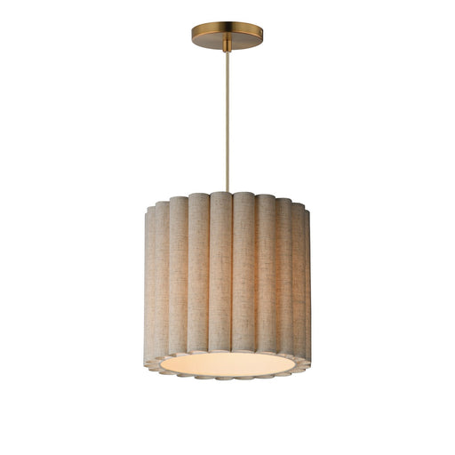 Maxim Lighting Penelope 15in 1-Light Pendant | Traditional Natural Aged Brass and Off White Fabric | Bedroom & Dining Room | Model 12841OFNAB