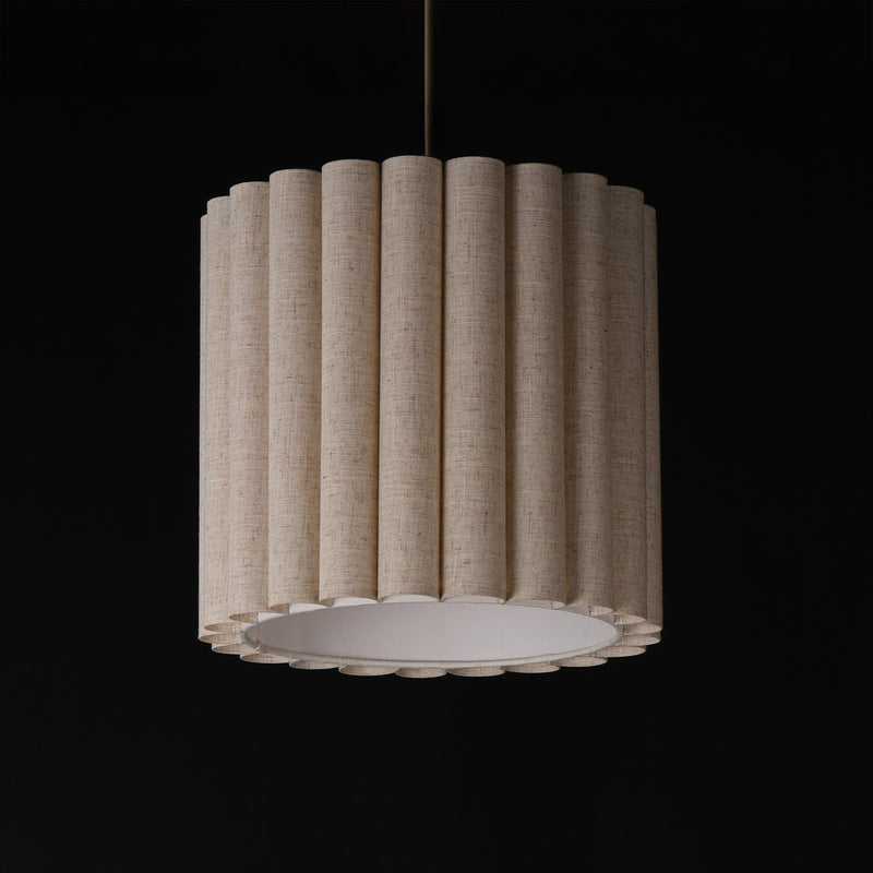 Maxim Lighting Penelope 15in 1-Light Pendant | Traditional Natural Aged Brass and Off White Fabric | Bedroom & Dining Room | Model 12841OFNAB