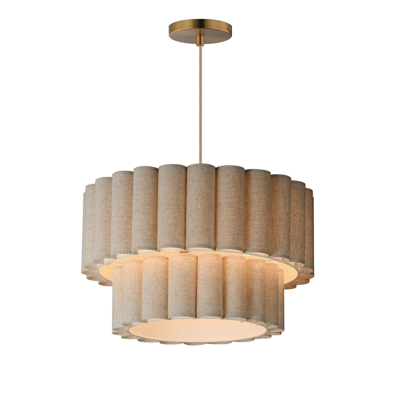 Maxim Lighting Penelope 24in 4-Light Pendant | Traditional Natural Aged Brass and Off White Fabric | Dining Room & Foyer | Model 12844OFNAB