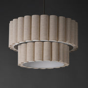 Maxim Lighting Penelope 24in 4-Light Pendant | Traditional Natural Aged Brass and Off White Fabric | Dining Room & Foyer | Model 12844OFNAB
