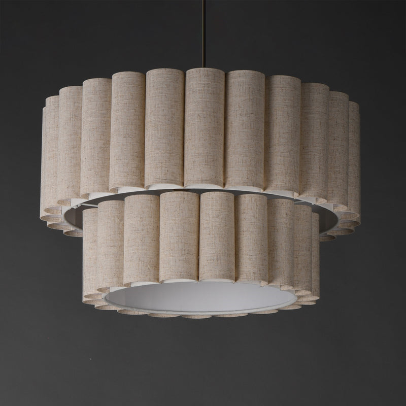 Maxim Lighting Penelope 24in 4-Light Pendant | Traditional Natural Aged Brass and Off White Fabric | Dining Room & Foyer | Model 12844OFNAB