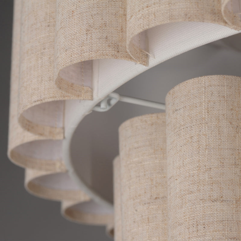 Maxim Lighting Penelope 24in 4-Light Pendant | Traditional Natural Aged Brass and Off White Fabric | Dining Room & Foyer | Model 12844OFNAB