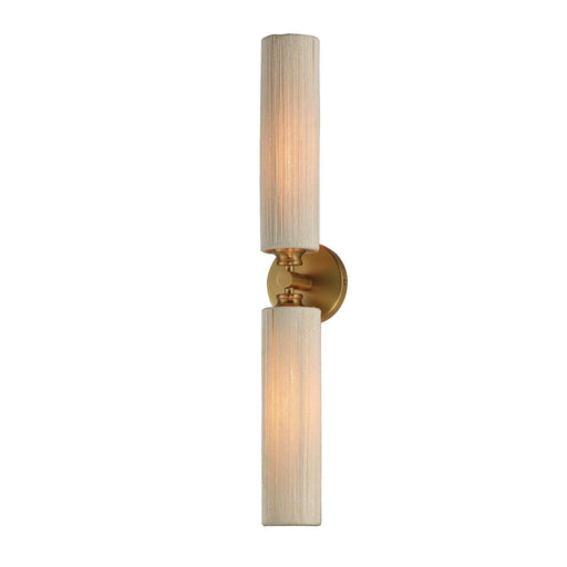 Maxim Lighting Aveline 27in 2-Light Wall Sconce | Coastal Natural Aged Brass and Cotton Rope | Bedroom & Hallway Accent Light | Model 12852NAB