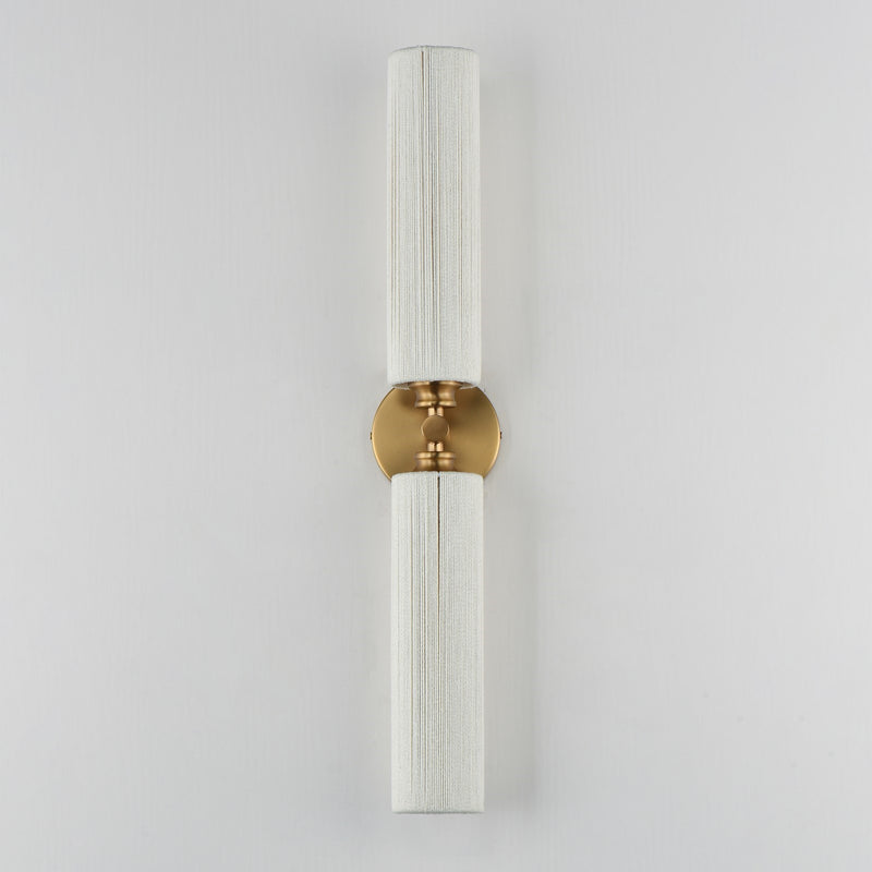 Maxim Lighting Aveline 27in 2-Light Wall Sconce | Coastal Natural Aged Brass and Cotton Rope | Bedroom & Hallway Accent Light | Model 12852NAB