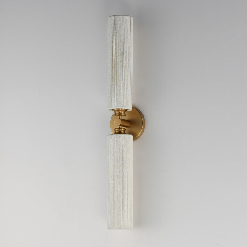Maxim Lighting Aveline 27in 2-Light Wall Sconce | Coastal Natural Aged Brass and Cotton Rope | Bedroom & Hallway Accent Light | Model 12852NAB
