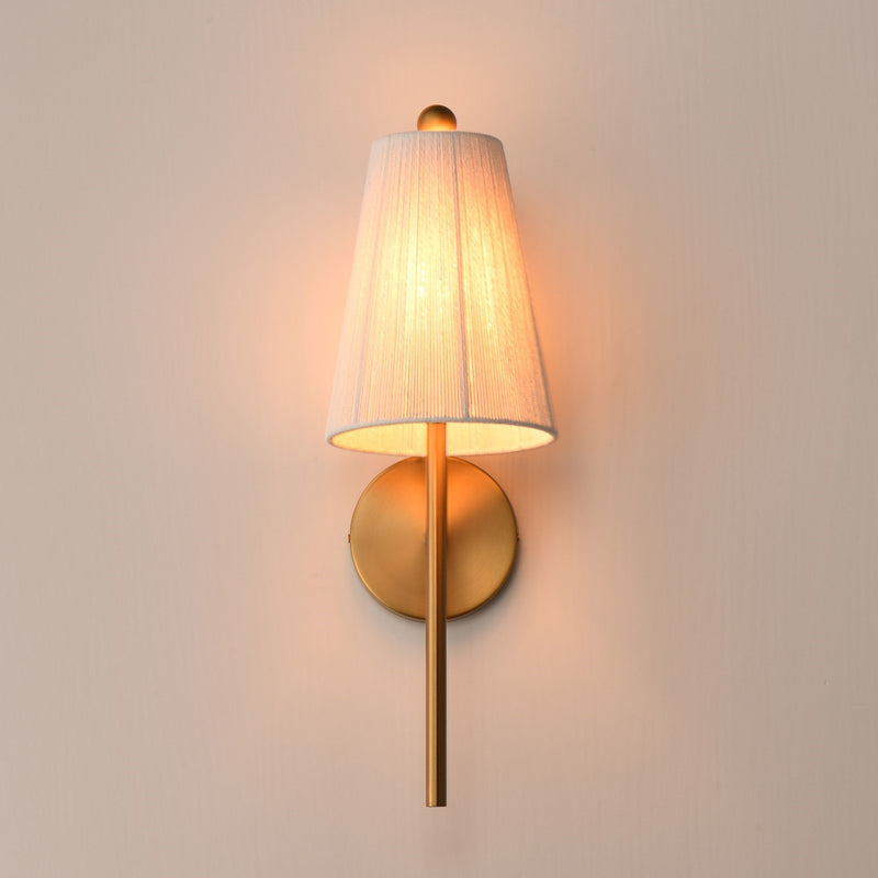 Maxim Lighting Valette 21in 1-Light Wall Sconce | Coastal Natural Aged Brass and Bleached Cotton Rope | Bedroom & Hallway Accent | Model 12861NAB