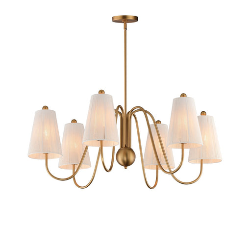 Maxim Lighting Valette 37in 6-Light Chandelier | Coastal Natural Aged Brass and Bleached Cotton Rope | Dining Room & Foyer | Model 12865NAB