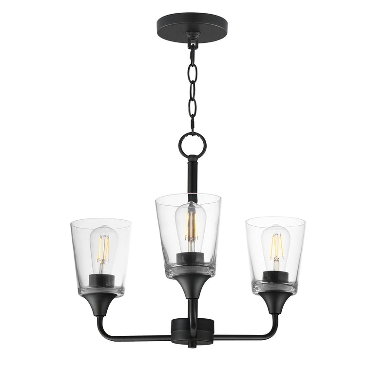 Maxim Lighting Hudson 3Lt 15.25" Single-Tier Chandelier, Black/Clear