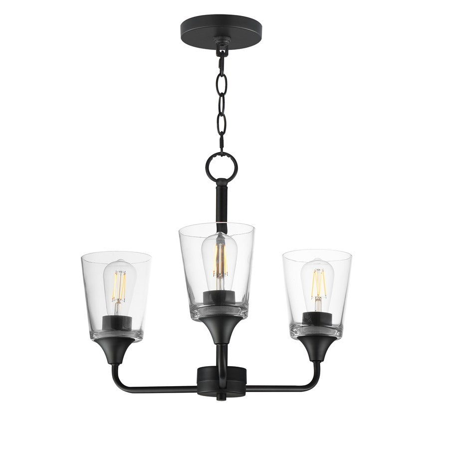 Maxim Lighting Hudson 3Lt 15.25" Single-Tier Chandelier, Black/Clear - 12873CLBK