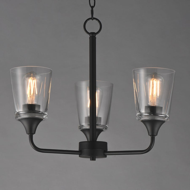 Maxim Lighting Hudson 3Lt 15.25" Single-Tier Chandelier, Black/Clear