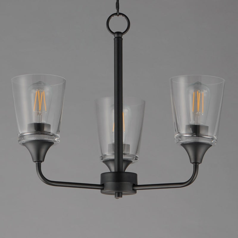 Maxim Lighting Hudson 3Lt 15.25" Single-Tier Chandelier, Black/Clear