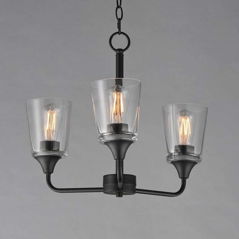 Maxim Lighting Hudson 3Lt 15.25" Single-Tier Chandelier, Black/Clear
