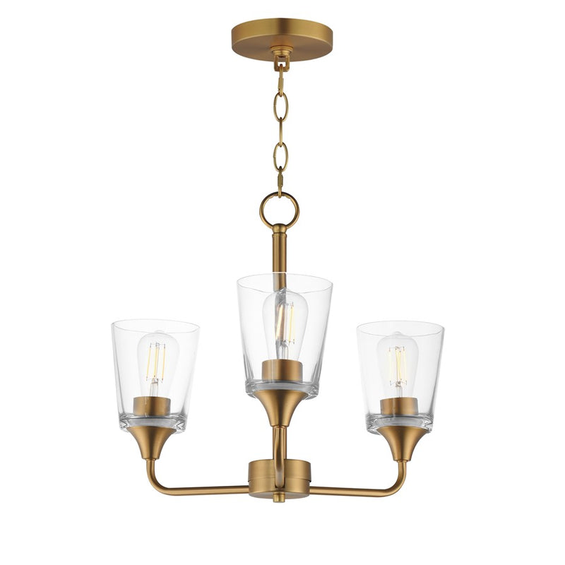 Maxim Lighting Hudson 3Lt 15.25" Single-Tier Chandelier, Brs/Clear - 12873CLNAB