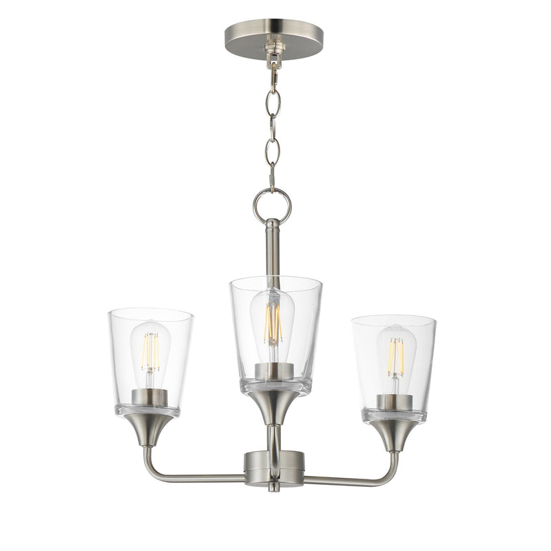 Maxim Lighting Hudson 3Lt 15.25" Single-Tier Chandelier, Nk/Clear