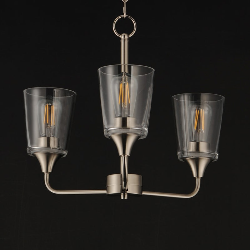 Maxim Lighting Hudson 3Lt 15.25" Single-Tier Chandelier, Nk/Clear