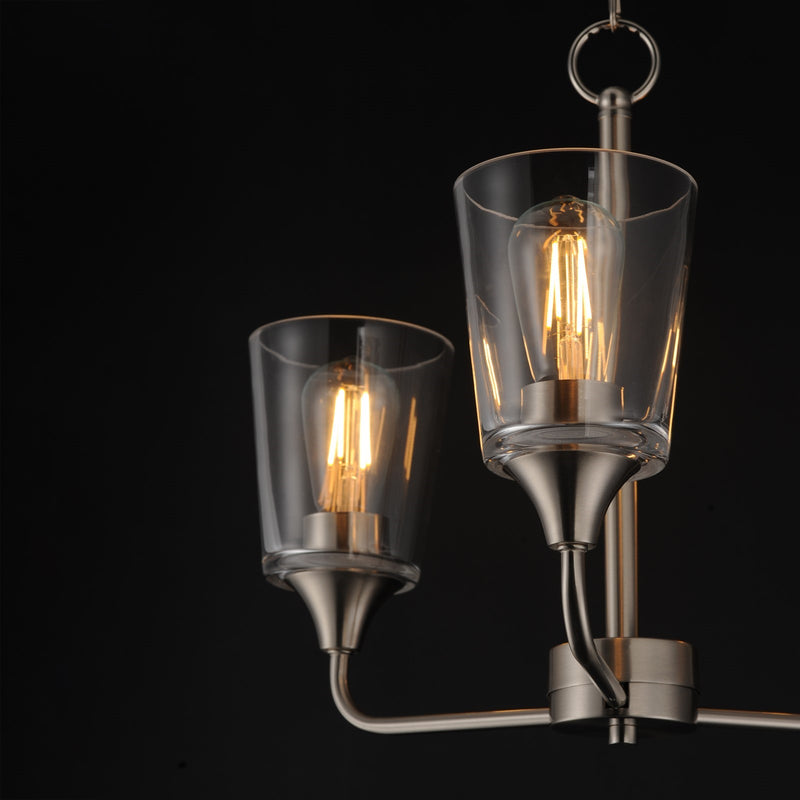 Maxim Lighting Hudson 3Lt 15.25" Single-Tier Chandelier, Nk/Clear