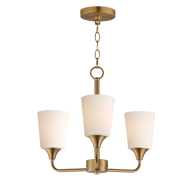 Maxim Lighting Hudson 3Lt 15.25" Single-Tier Chandelier, Brs/Wht